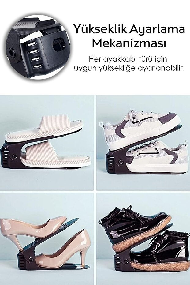 Ramzpy-10'lu Tekli Ayarlanabilir Ayakkabı Rampası - Dolap İçi Ayakkabı Düzenleyici Organizer